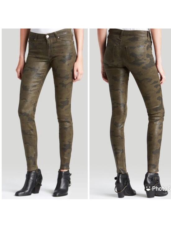 Hudson Jeans Denim - NEW HUDSON Tan Olive Sparkle Camo Nico Mid Rise Super Skinny Denim Jeans 26